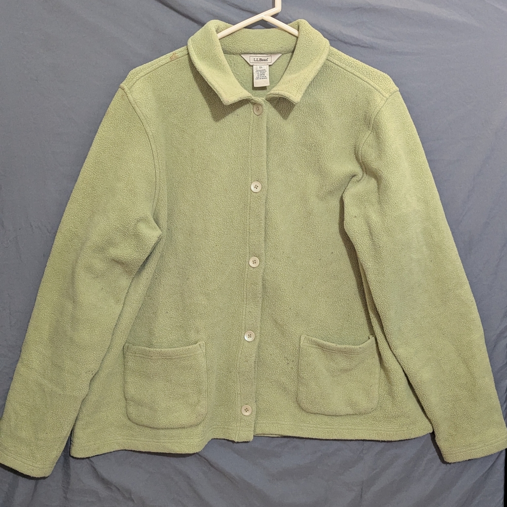 L.L. Bean Women's Light Green Teddy Jacket